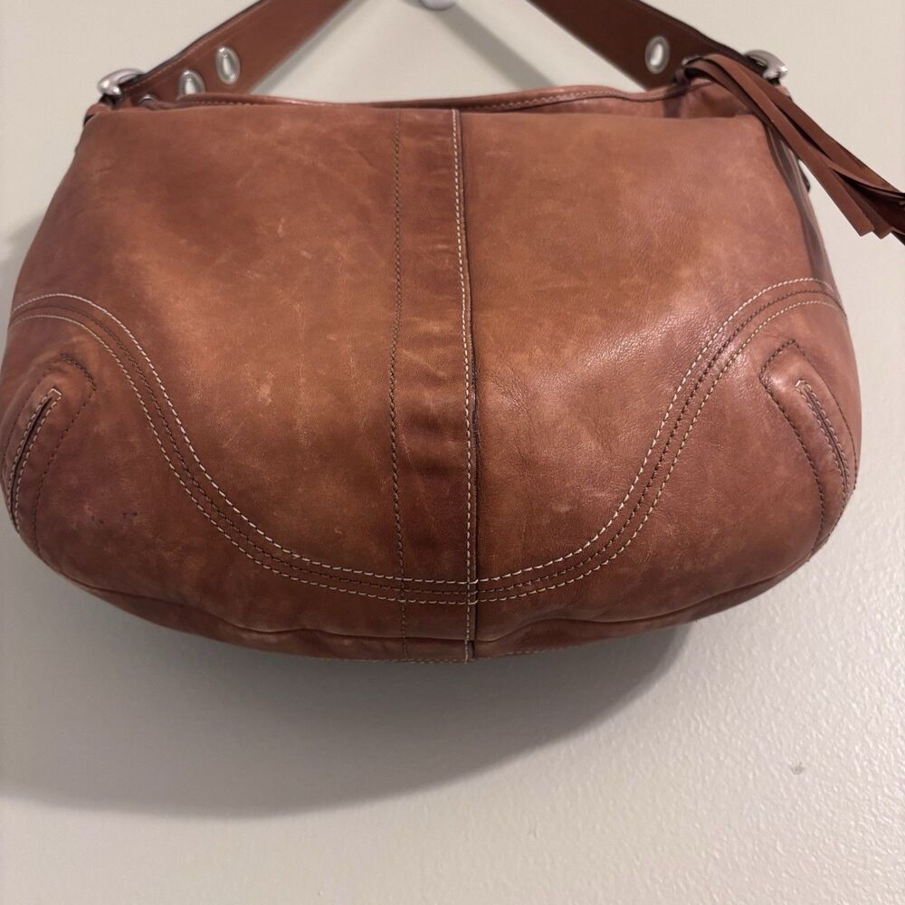 Vintage 2006 Coach Soho Hobo Brown Leather Shoulder Bag Purse Tassel F08A03 - Picture 7 of 13